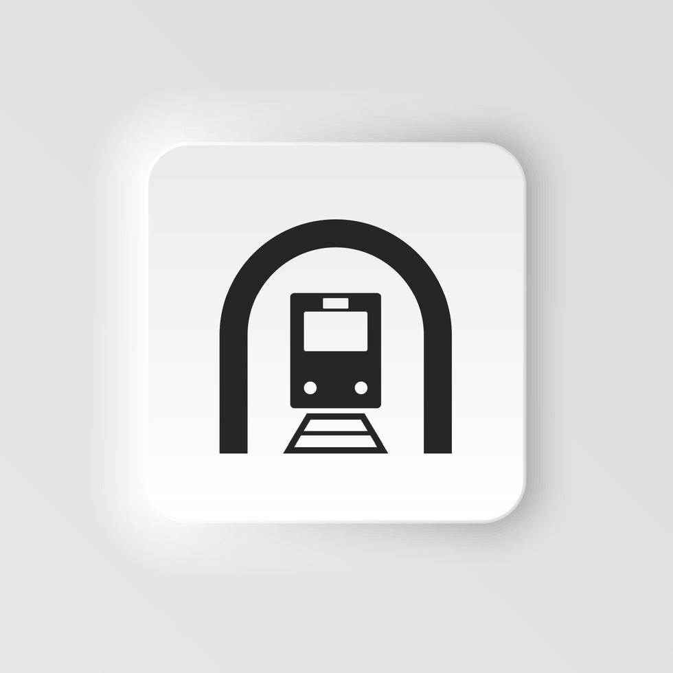 Rectangle button icon Train tunnel. Button banner Rectangle badge interface for application illustration on neomorphic style on white background vector