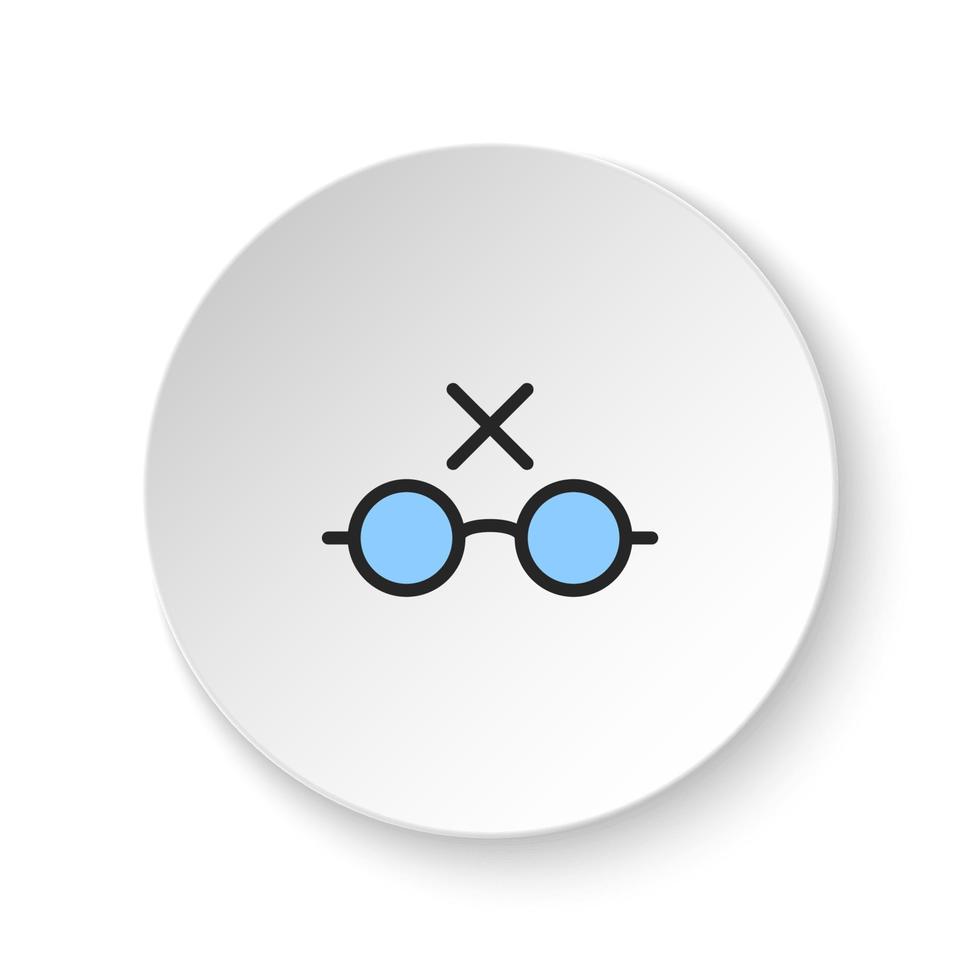 Round button for web icon, glasses, mark, unread. Button banner round, badge interface for application illustration on white background vector
