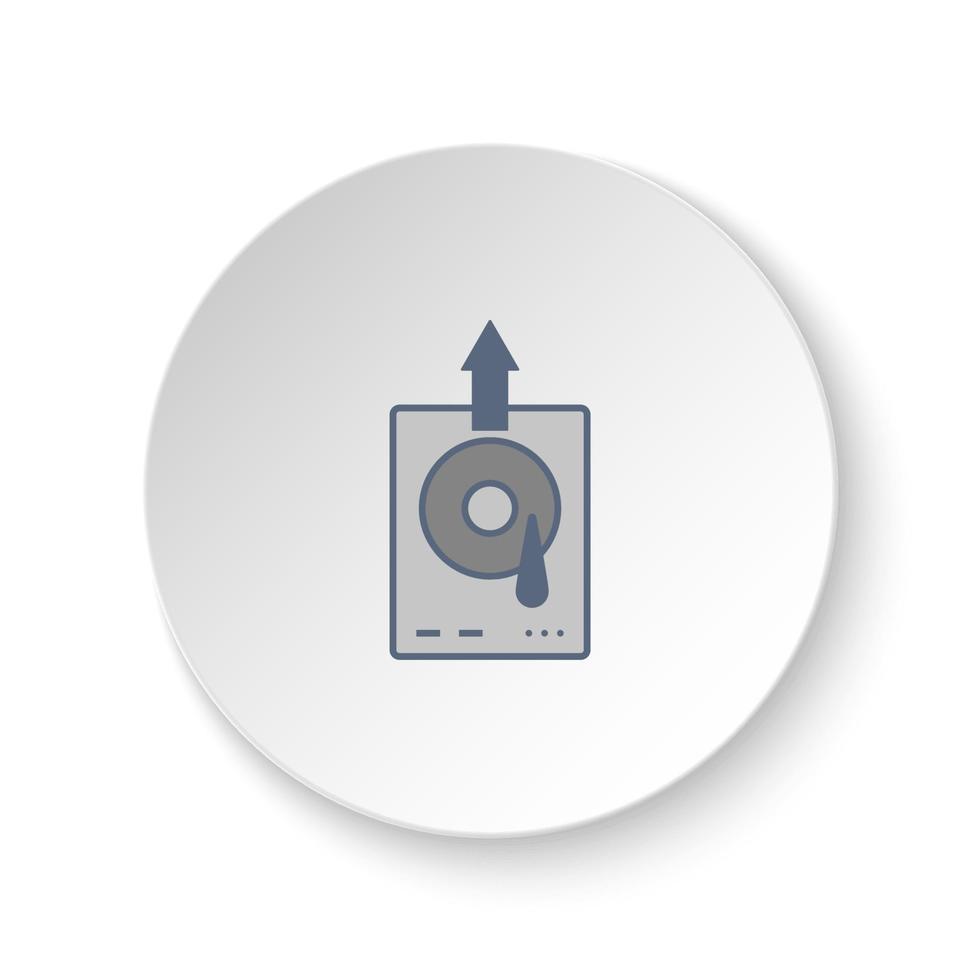 redondo botón para web icono, duro, disco. botón bandera redondo, Insignia interfaz para solicitud ilustración en blanco antecedentes vector