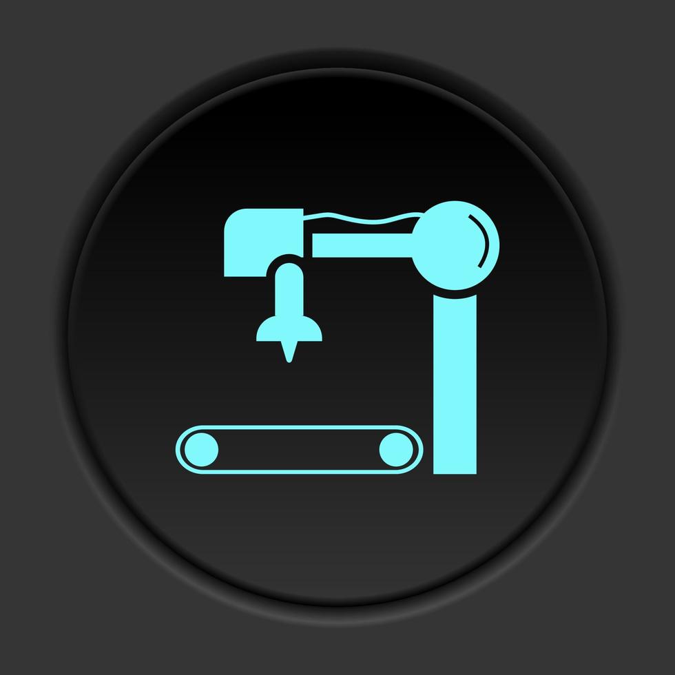 Dark button icon Robot technology industry factory. Button banner round badge interface for application illustration on darken background vector