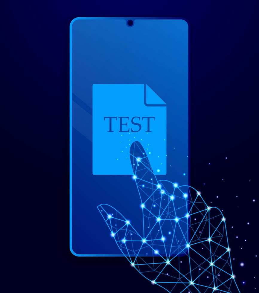 test, file touch phone. Polygon style touch phone vector illustration