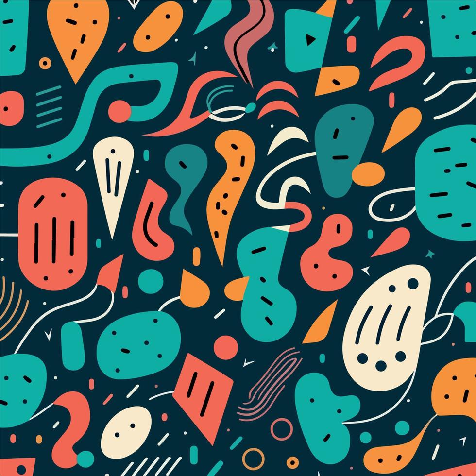 Hand drawn flat abstract doodle pattern design vector illustration