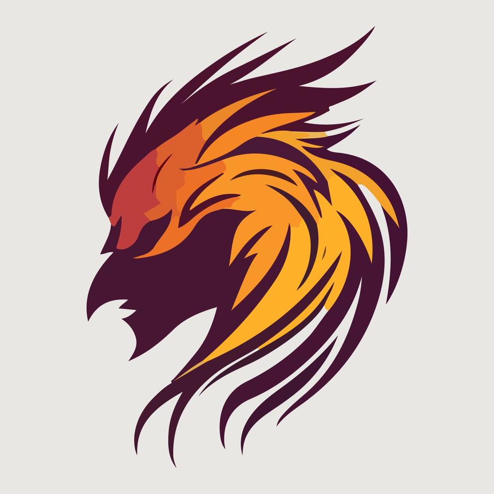 Phoenix head mascot esport logo vector illustration with isolated background