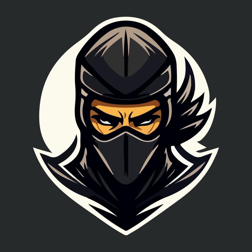 Ninja head mascot esport logo vector illustration with isolated background