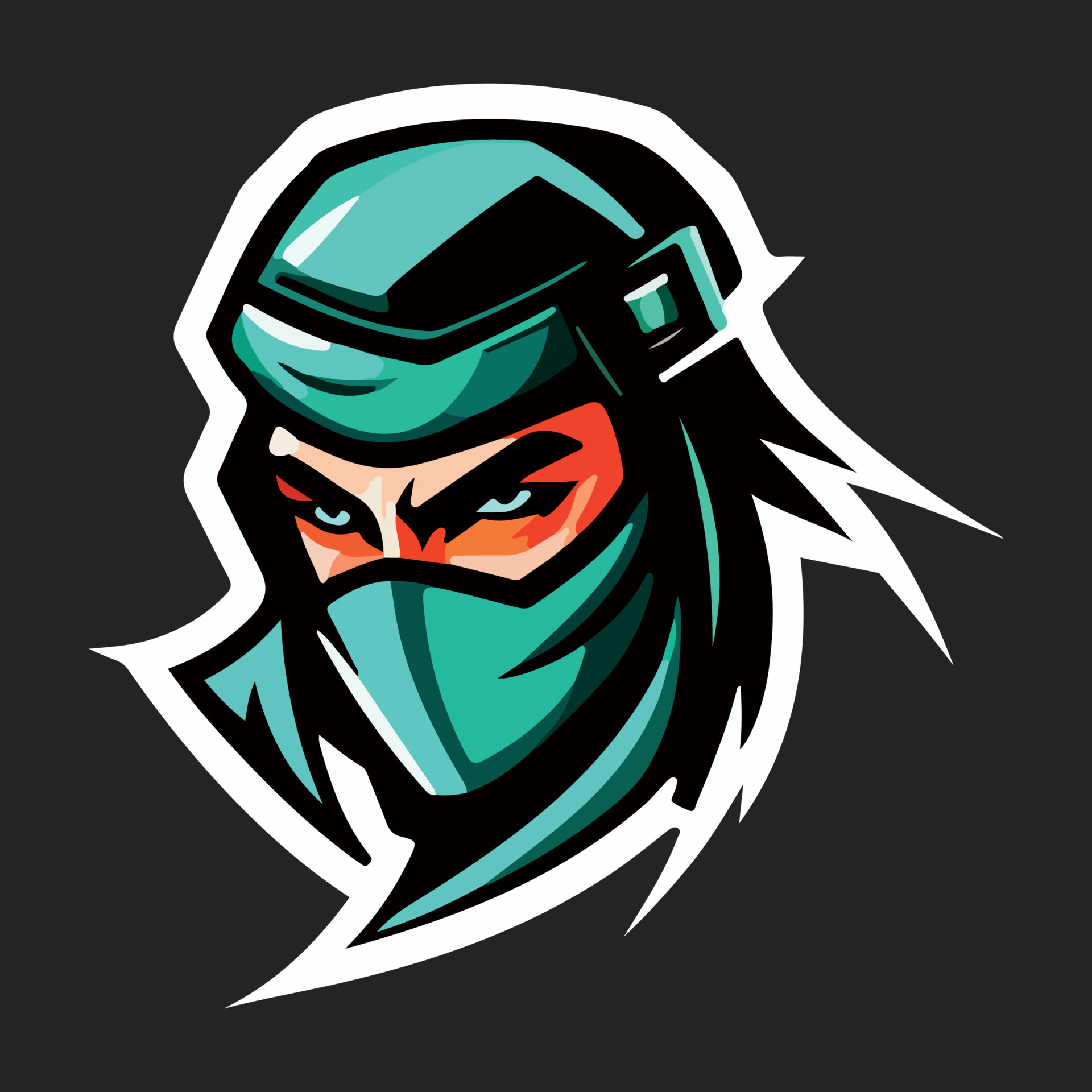 Ninja head mascot esport logo vector illustration with isolated ...