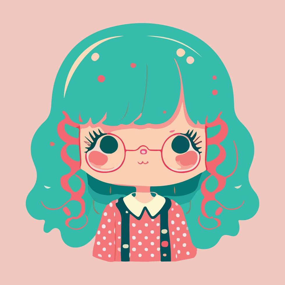 kawaii niña dibujos animados estilo vector ilustración