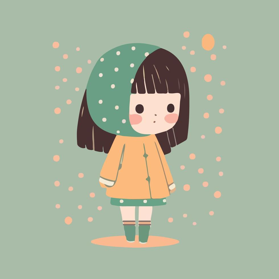 kawaii niña dibujos animados estilo vector ilustración