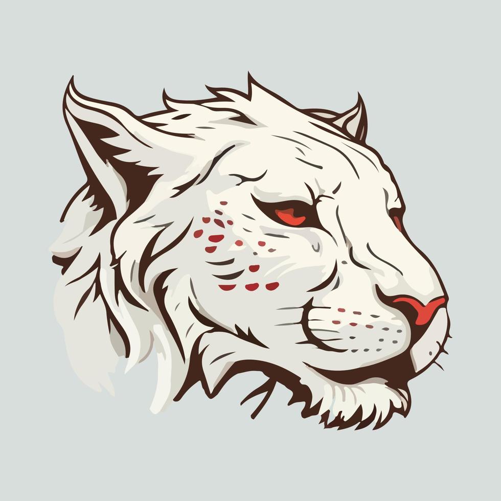 blanco Tigre cabeza mascota vector ilustración con aislado antecedentes