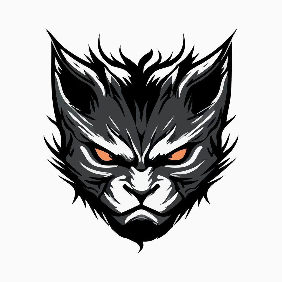 Angry Cat head mascot vector illustration with isolated background