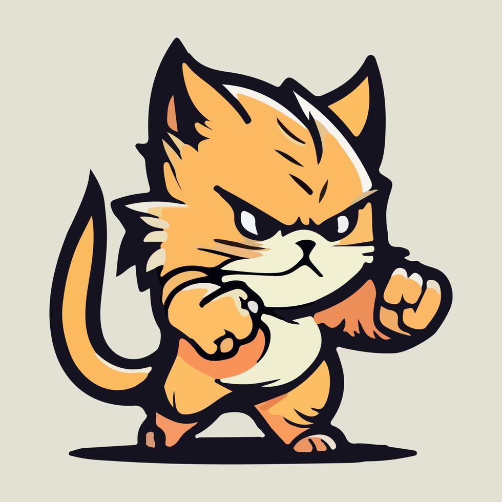 Mighty angry cat mascot vector illustration with isolated background