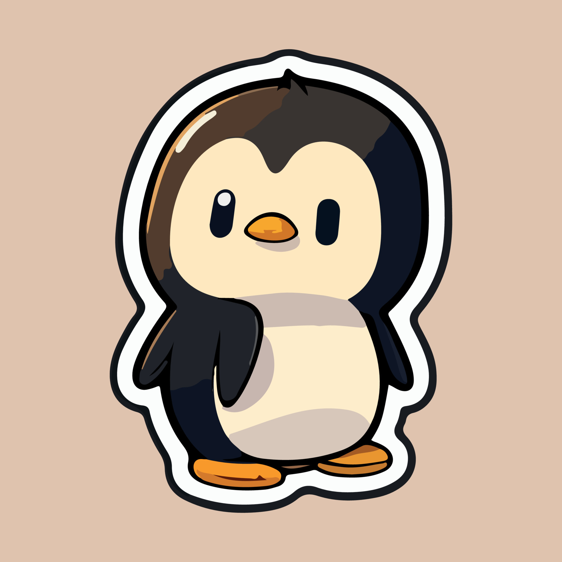 Cute Baby Penguin love and happy expression sticker, flat cartoon ...