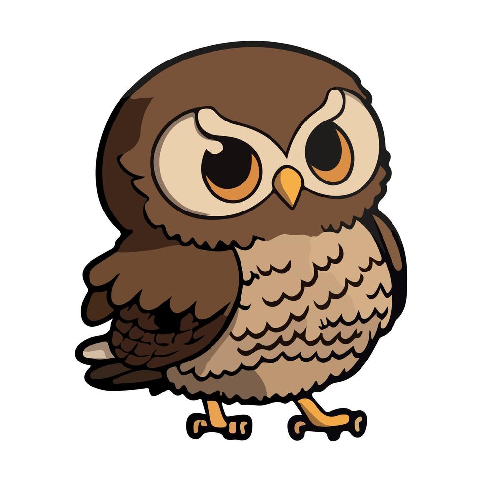 Cute Baby Owl love and happy expression sticker, flat cartoon style vector illustration with isolated background