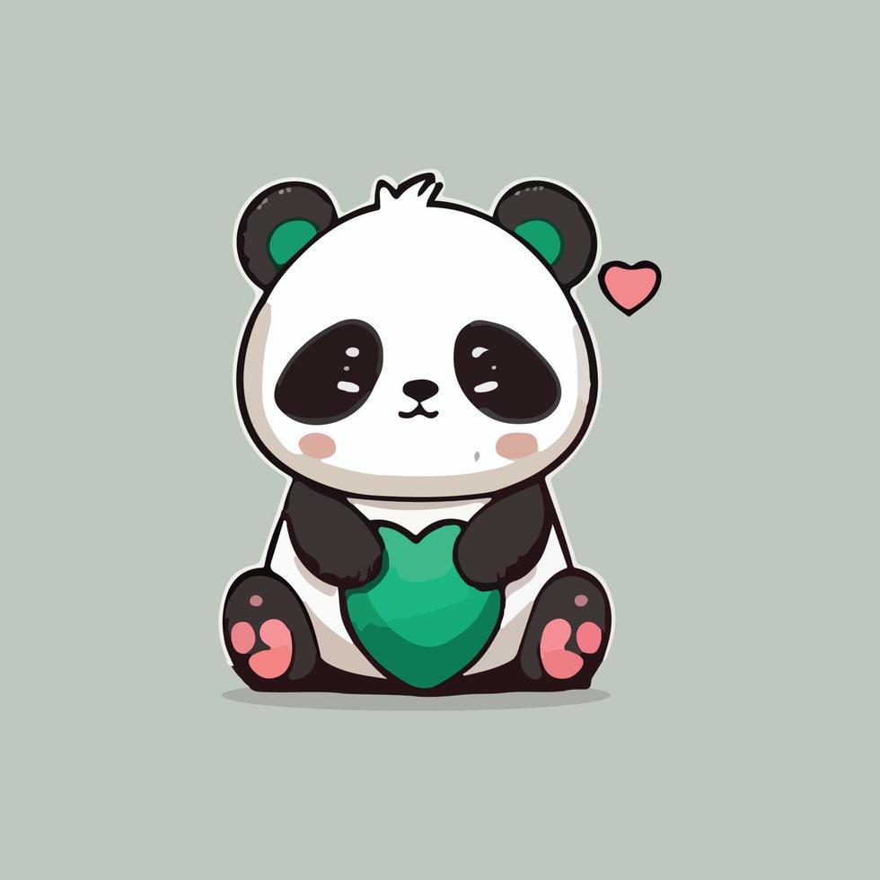 Ilustración de icono de vector de dibujos animados lindo panda. concepto de icono de naturaleza animal vector premium aislado. estilo de dibujos animados plana