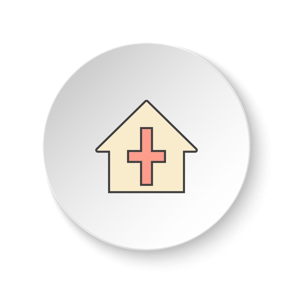 redondo botón para web icono, capilla describir. botón bandera redondo, Insignia interfaz para solicitud ilustración en blanco antecedentes vector