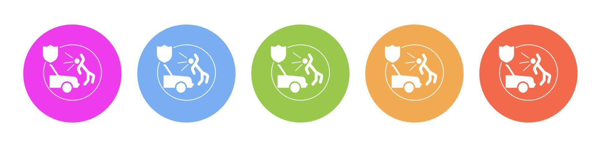 Multi colored flat icons on round backgrounds. car, crash, human, insurance multicolor circle vector icon on white background