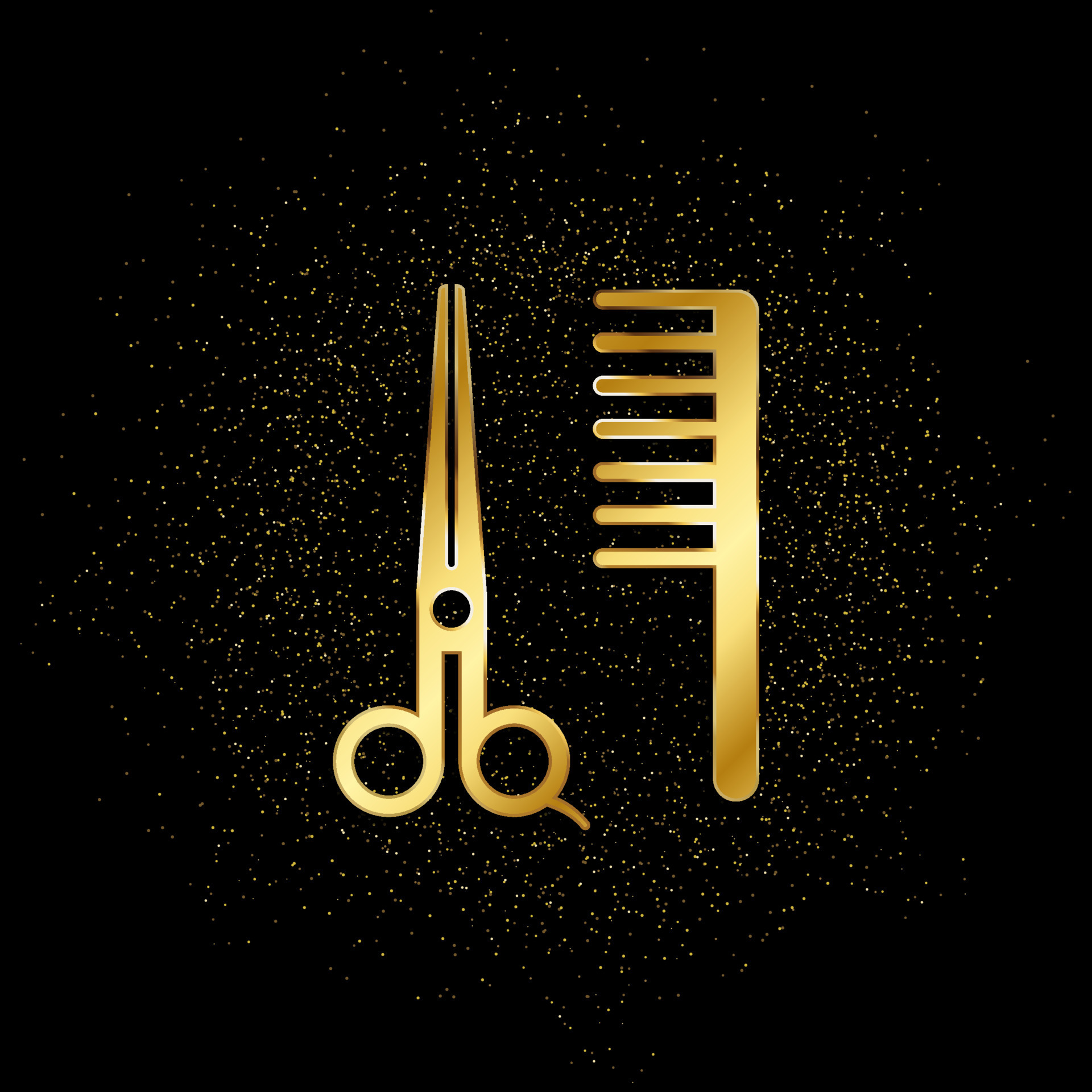 Scissors, comb, barber gold, icon. Vector illustration of golden
