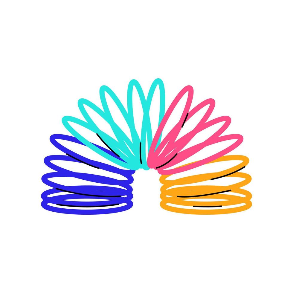 Colorful spiral spring toy in trendy style. vector
