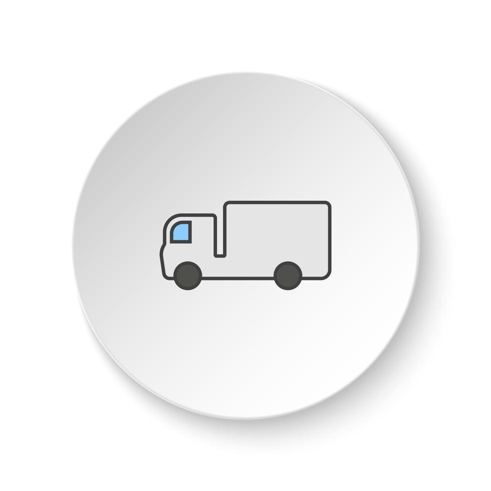 redondo botón para web icono, entrega camión. botón bandera redondo, Insignia interfaz para solicitud ilustración en blanco antecedentes vector