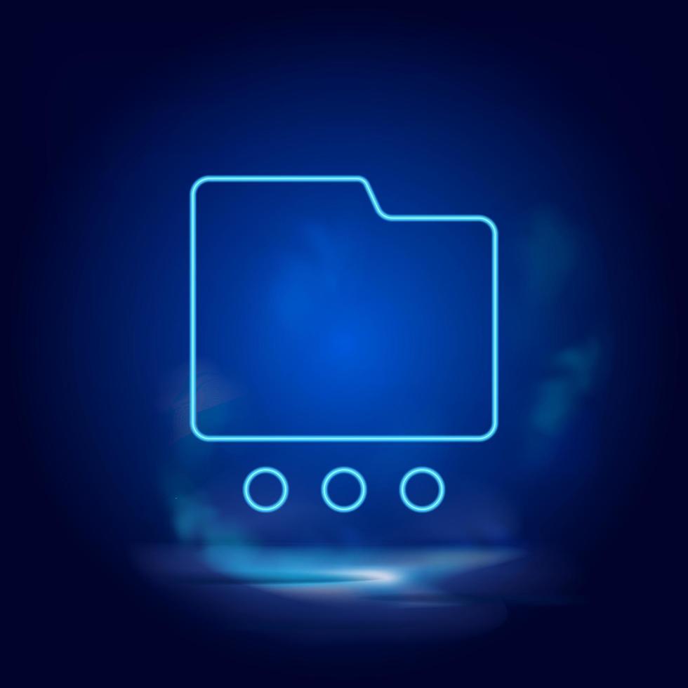 Smoke effect neon style vector icons, folder, more, options neon icon