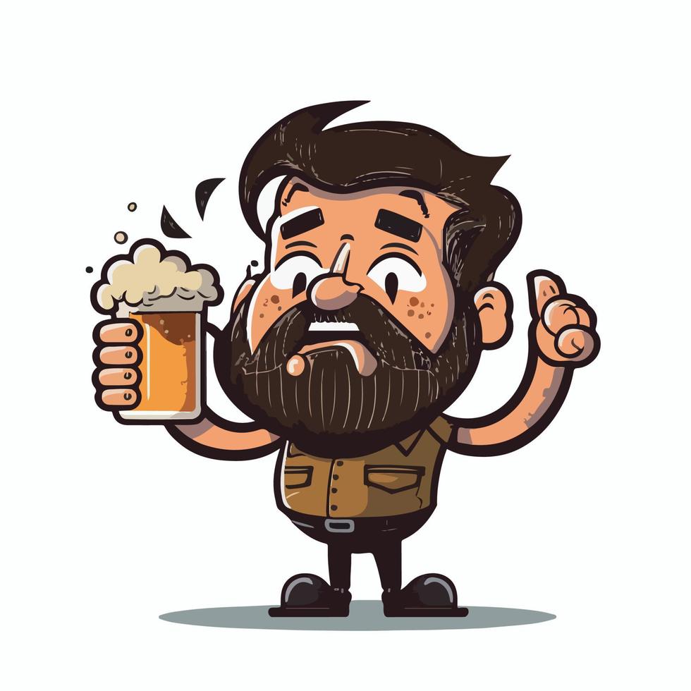 contento hombre participación cerveza dibujos animados estilo vector ilustración