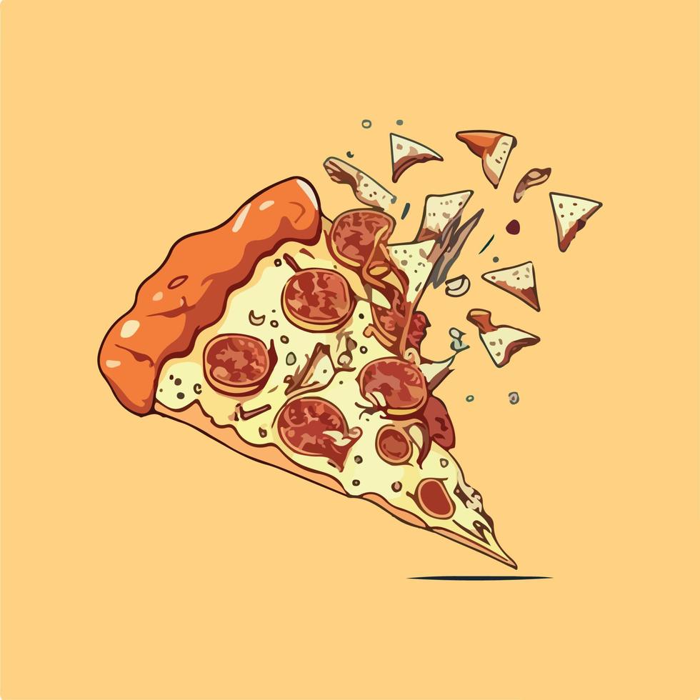 Pizza slice cartoon style vector illustration with isolated background