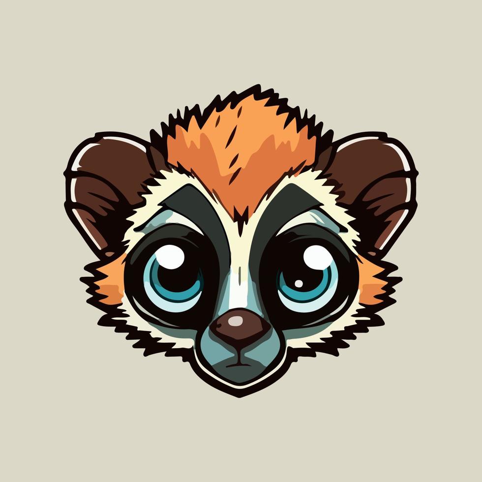 lémur cara mascota vector ilustración