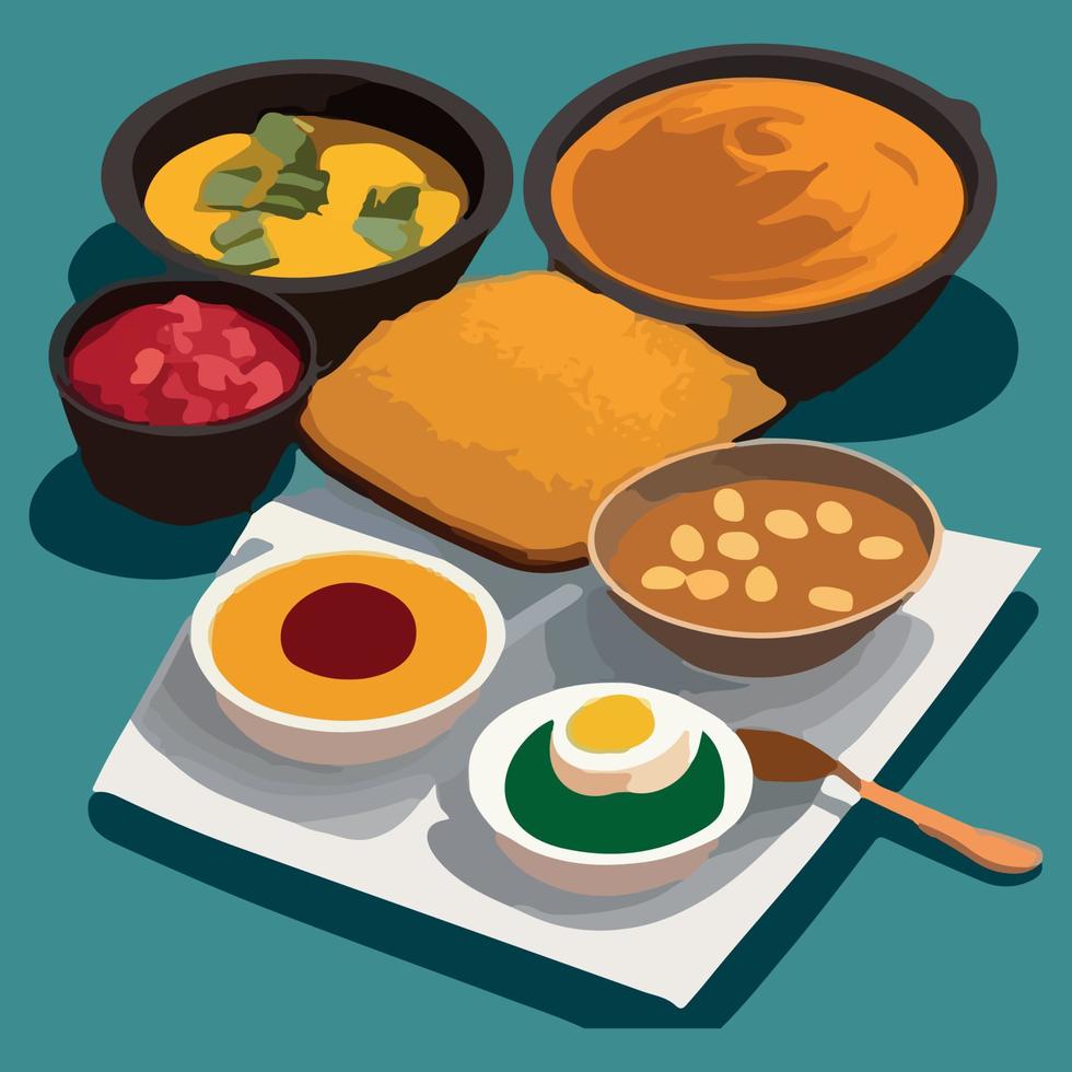 Mexican and Colombian food vector illustration