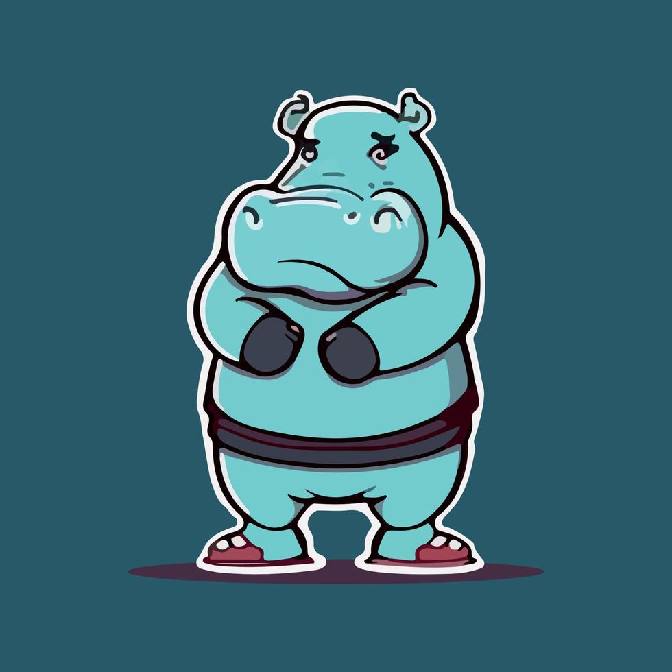 Cute Hippo mascot vector illustration with isolated background