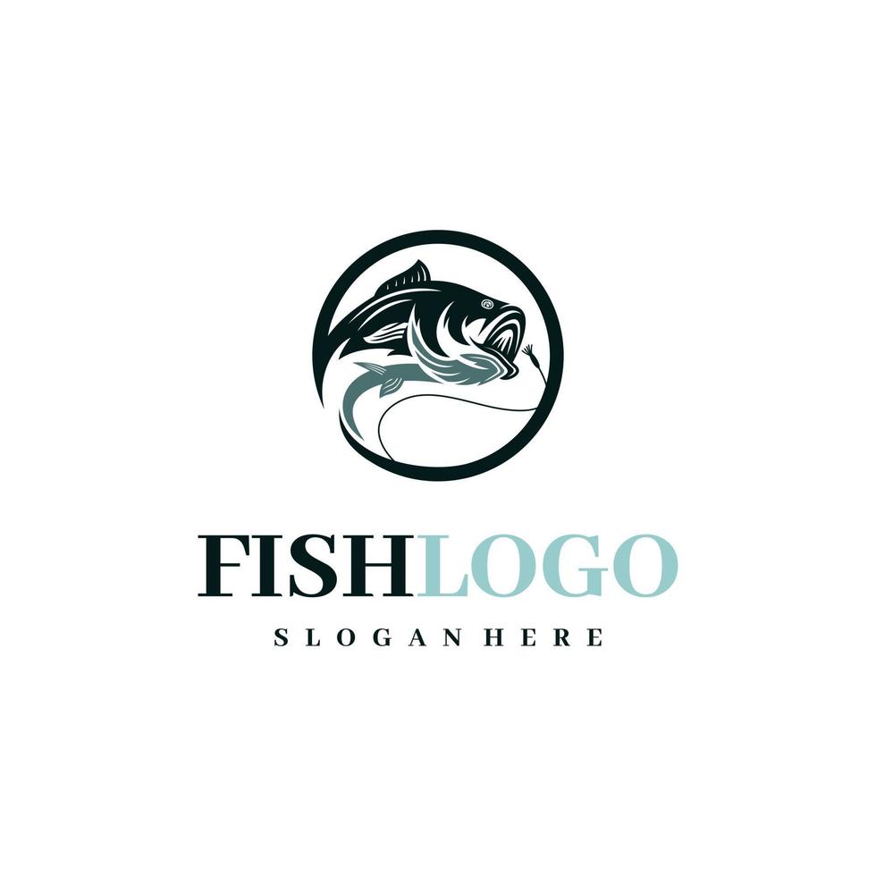 Bass fish logo design. Awesome bass fish logo. Bass fish with circle logotype. vector