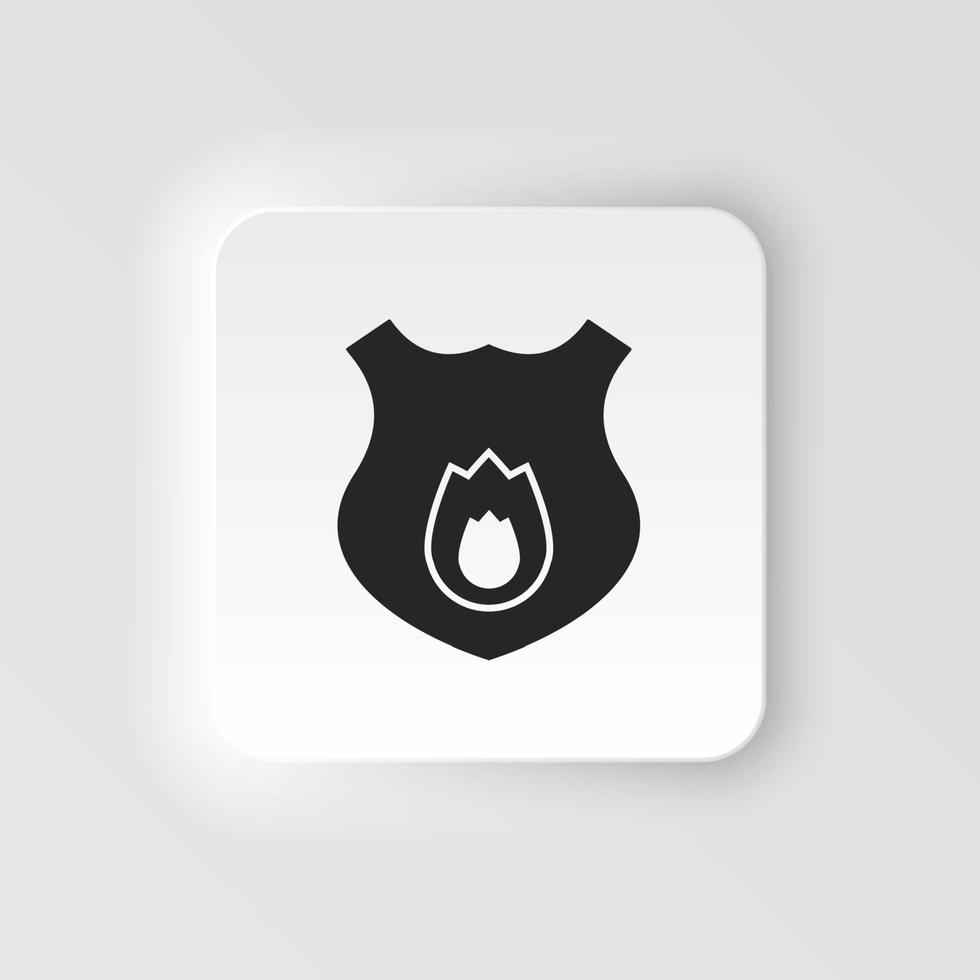 Rectangle button icon Fireguard shield. Button banner Rectangle badge interface for application illustration on neomorphic style on white background vector