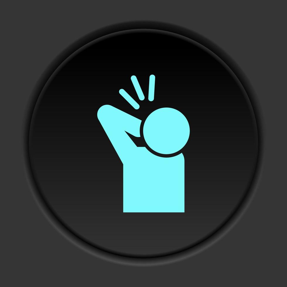 Dark button icon Pain in shoulder. Button banner round badge interface for application illustration on darken background vector