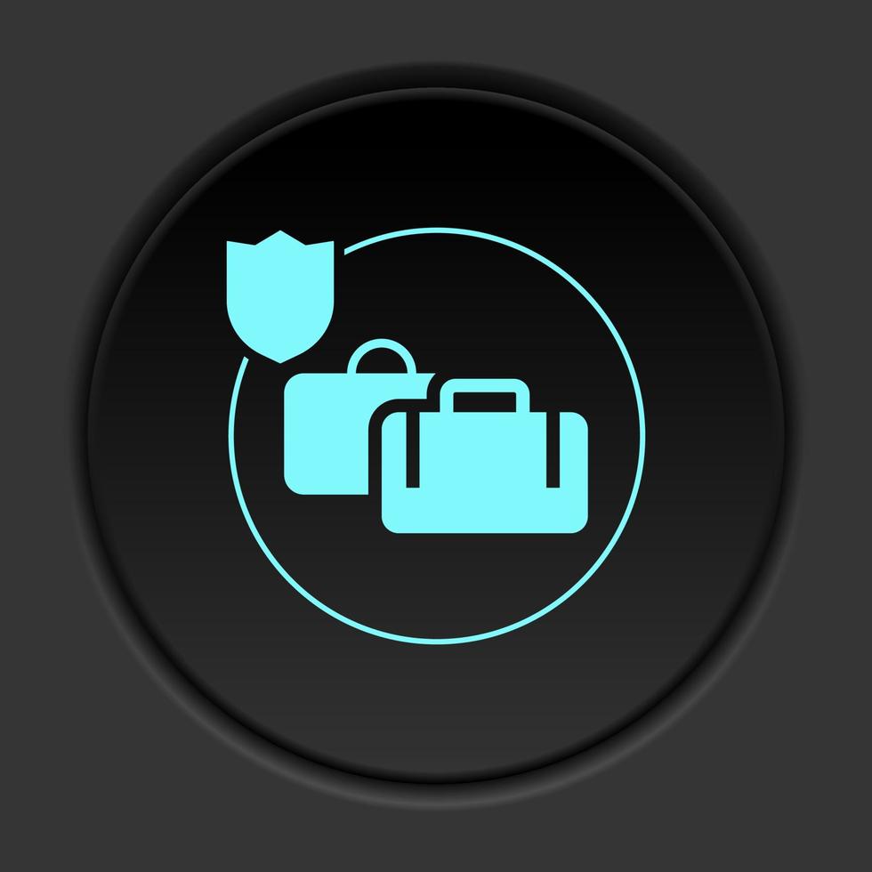 Dark button flat icons on round backgrounds. Building construction insurance dark circle vector icon on darken background