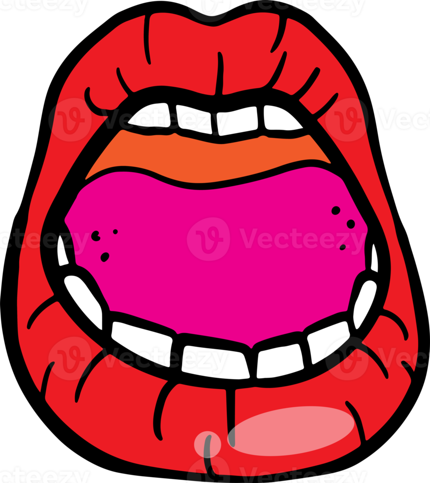 The red lip cartoon drawing for stamp or sticker 21556585 PNG