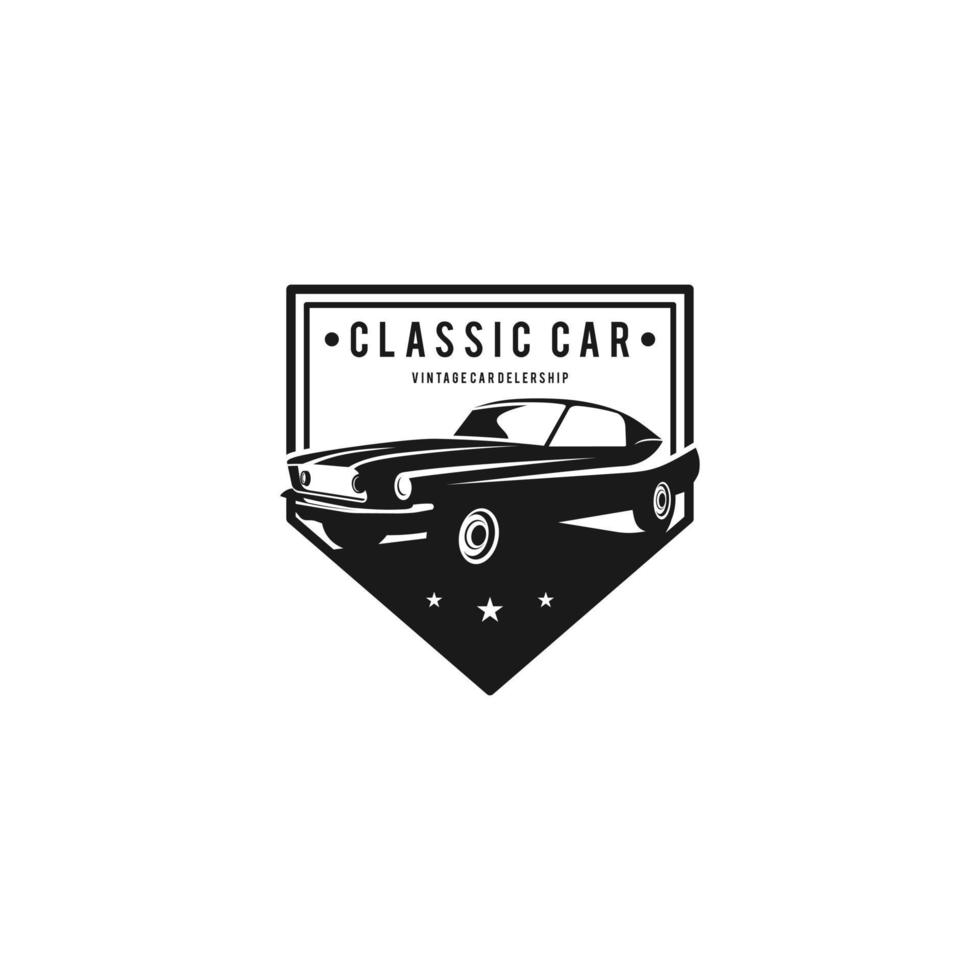 Classic or vintage car vector design inspiration. Auto car logo design template. Classic vehicle symbol logotype. A classic car symbol silhouette. Vintage car simple line art logo.