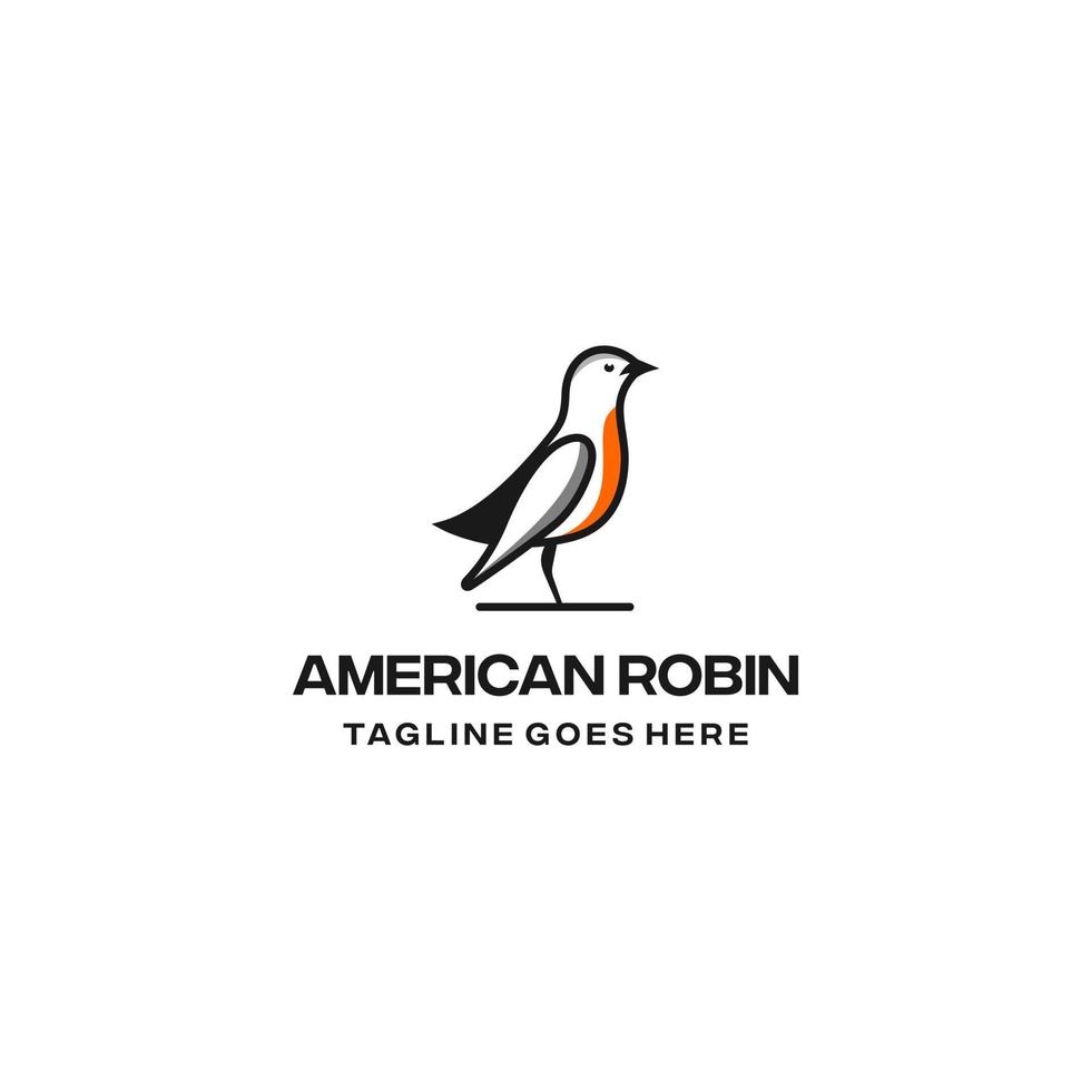 American bird design template icon. American robin line art design icon. American robin design inspiration. A american robin line art silhoutte. vector