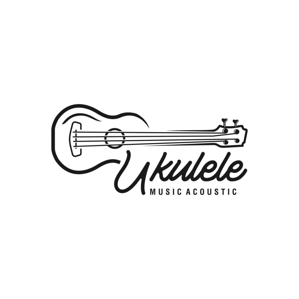 Simple minimalist typography  ukulele music Logo design. Vector graphic. Ukulele logo design.