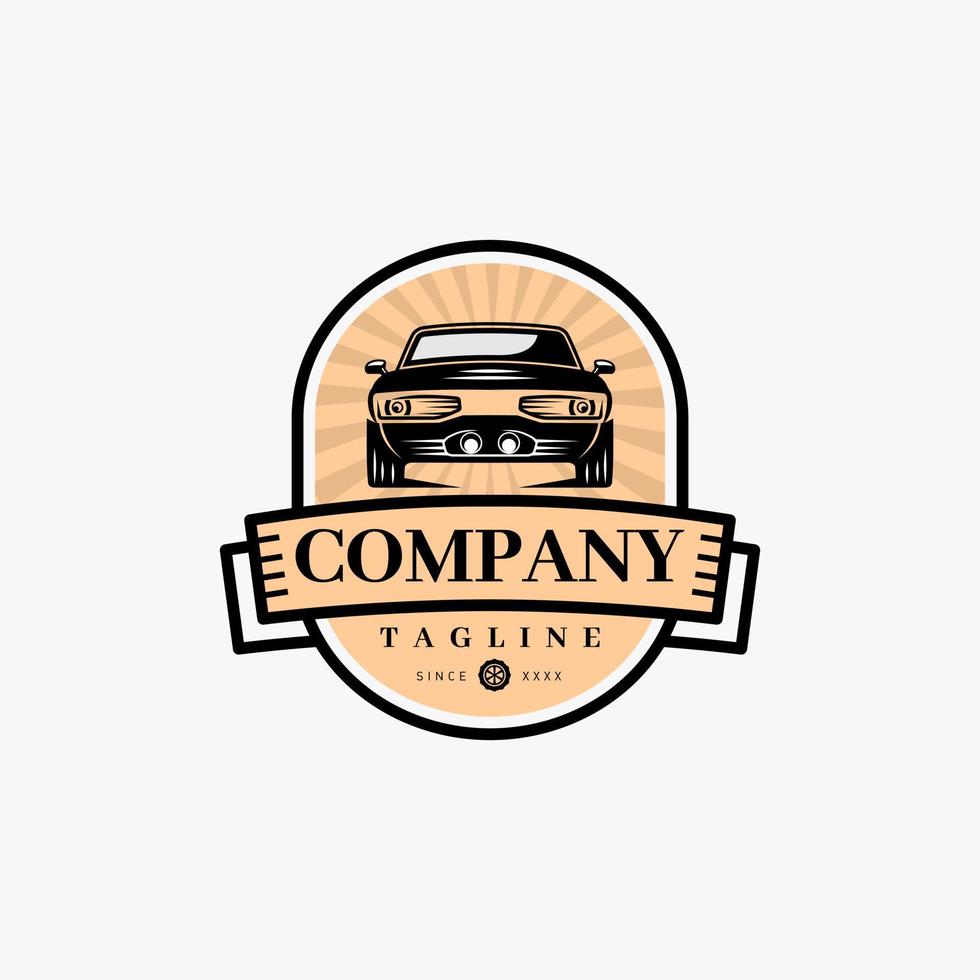 Muscle vintage car vector design inspiration. Auto car logo design template. Classic vehicle symbol logotype. A classic car symbol silhouette. Classic car simple line art logo.