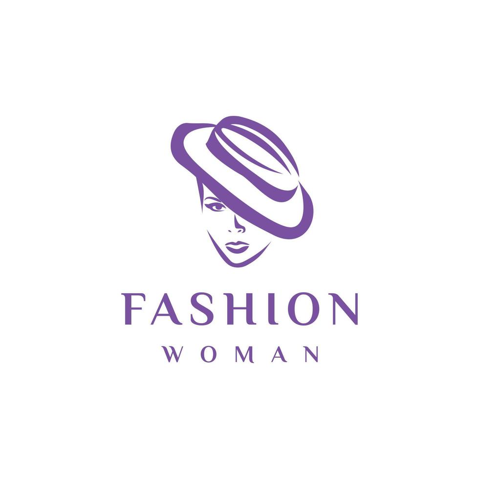 Moda logo diseño. increíble un Moda silueta un Moda logotipo.mujer con sombrero logo diseño vector