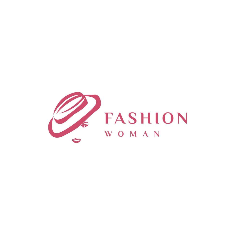 Fashion logo design. Awesome a fashion silhoutte. A fashion logotype.Woman with hat logo design vector