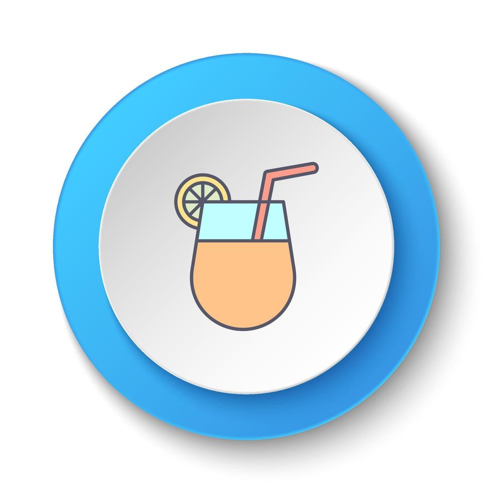 Round button for web icon, cocktail, drink. Button banner round, badge interface for application illustration on white background vector