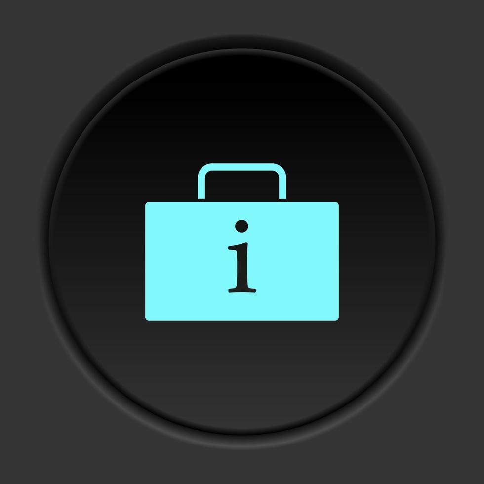 Round button icon Luggage information. Button banner round badge interface for application illustration on dark background vector
