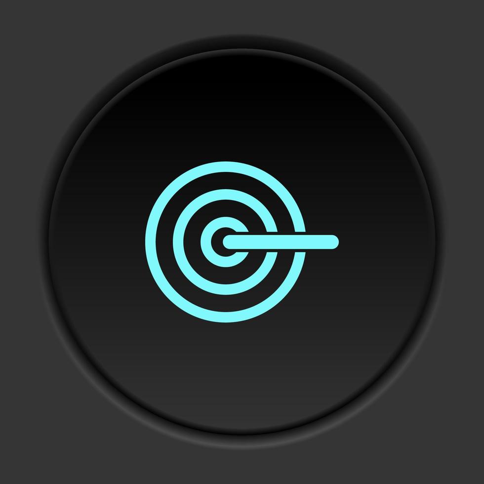 Round button icon, target, bullseye. Button banner round, badge interface for application illustration on dark background vector