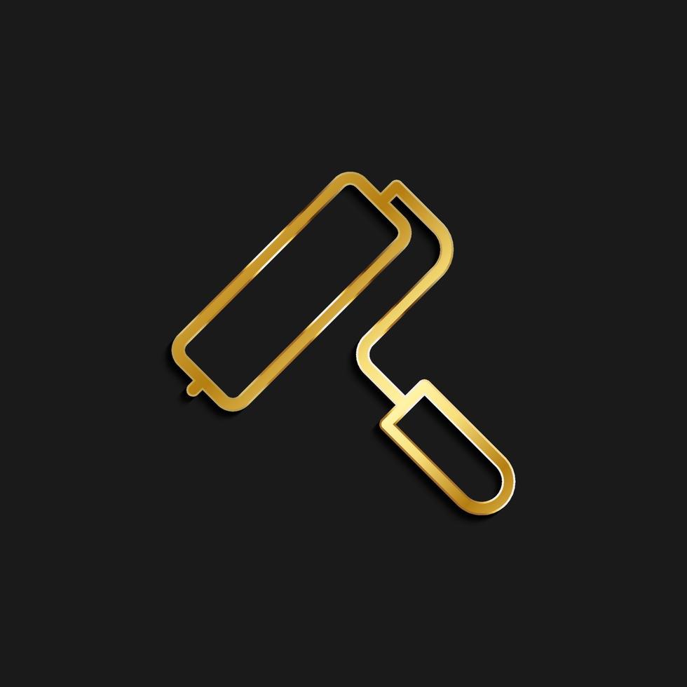 pattern, roller, tool gold icon. Vector illustration of golden dark background .