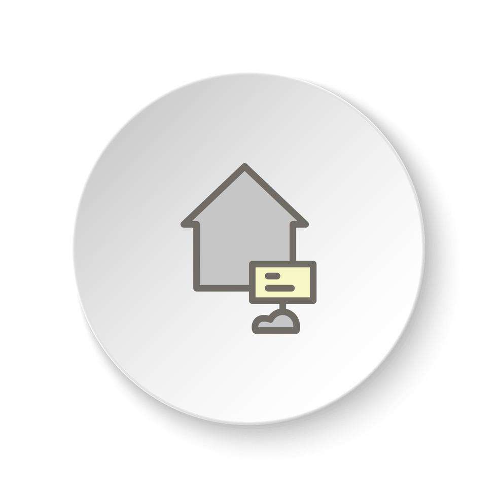 redondo botón para web icono, para venta, casa. botón bandera redondo, Insignia interfaz para solicitud ilustración en blanco antecedentes vector