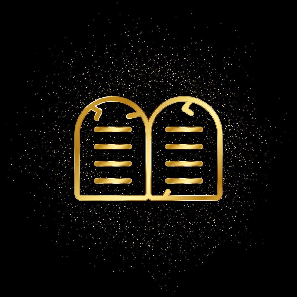 Commandment gold icon. Vector illustration of golden particle background.. Spiritual concept vector illustration .