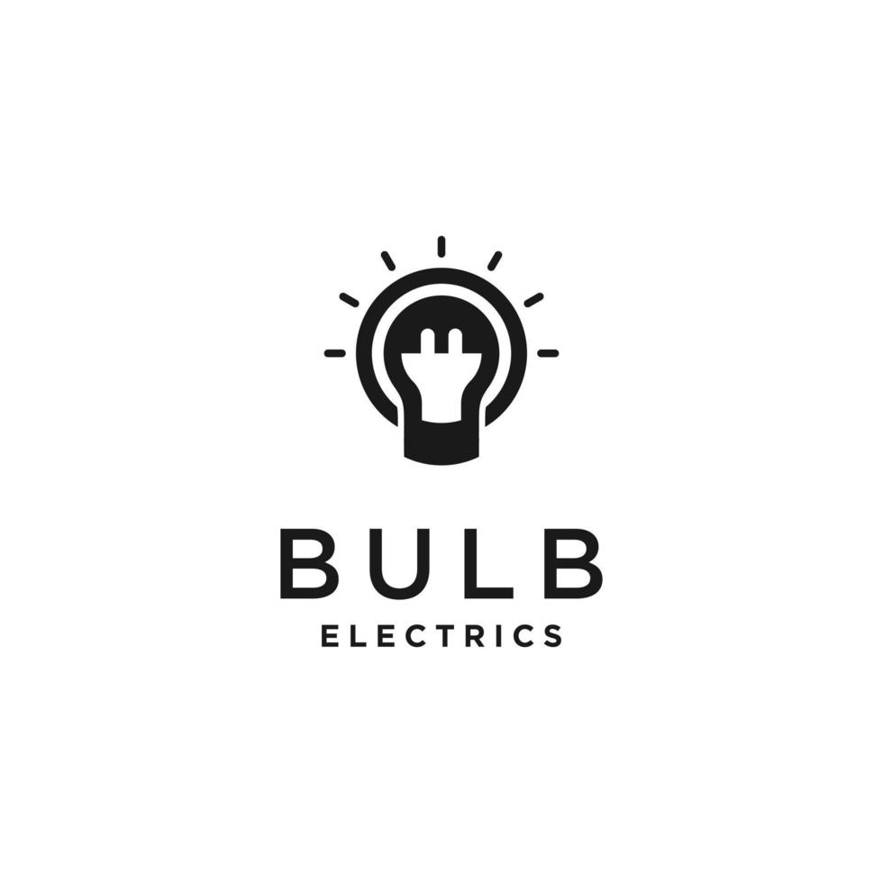 A lightbulb logo design template. Awesome a lightbulb with electric negatice space logo. A lightbulb with electric lineart logotype. vector