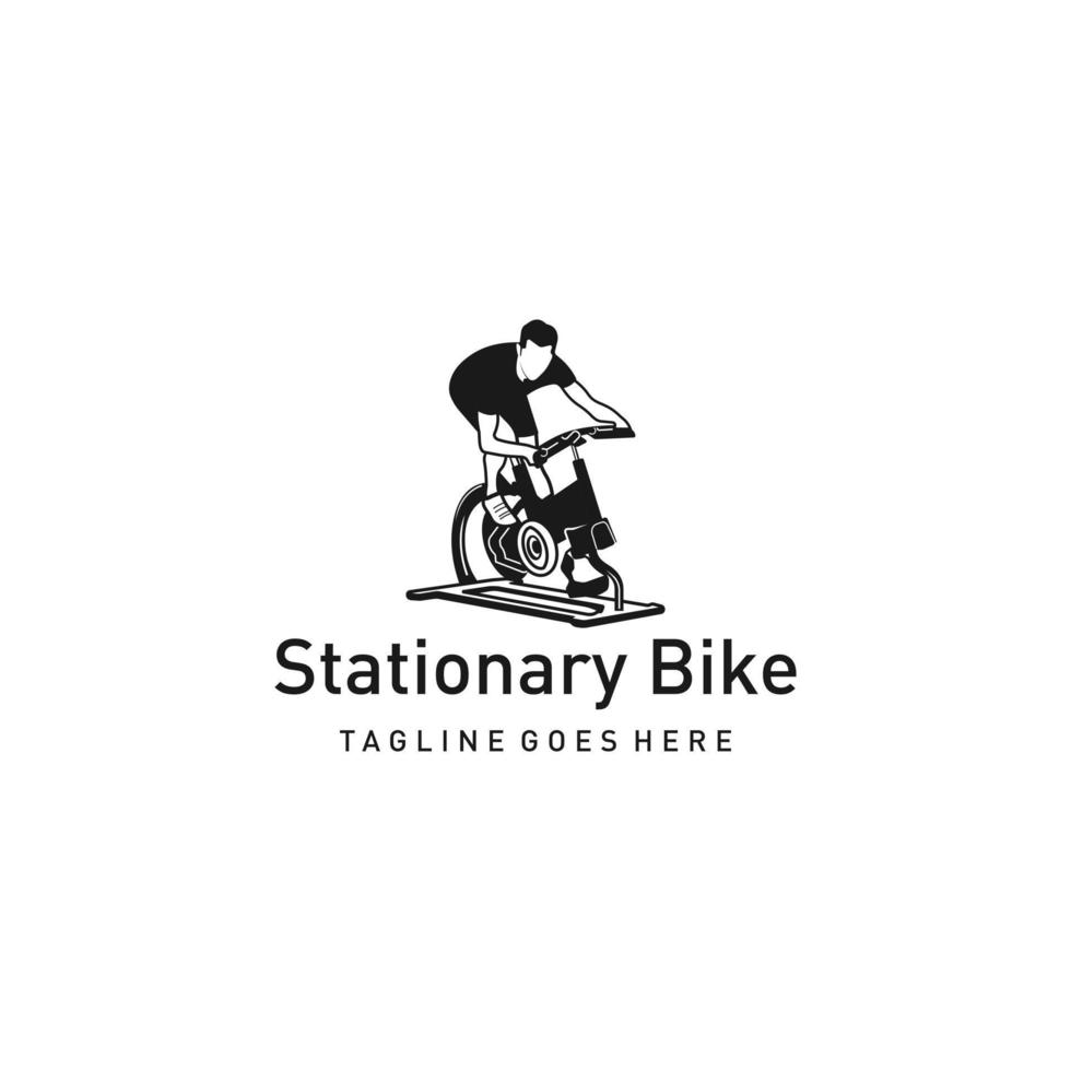 Cycling exercise machine. Exercise bike logo. Bicycle indoor logo design. Cycle studio. vector