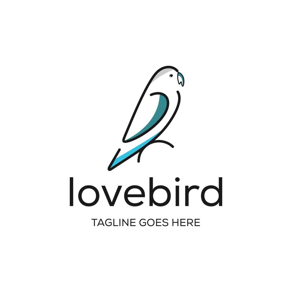 Lovebird logo design icon. Lovebird full color design. Bird animal logo design. vector