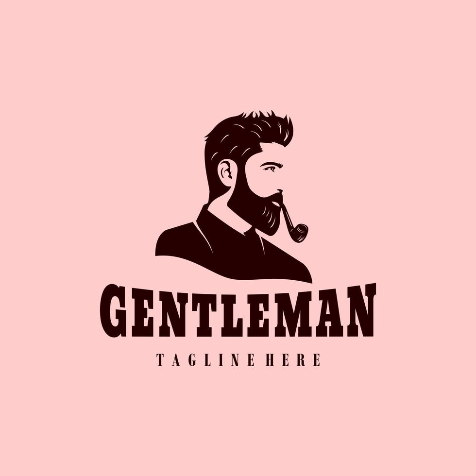 Gentleman logo design. Awesome our combination man and headphone logo. A gentleman logotype. vector