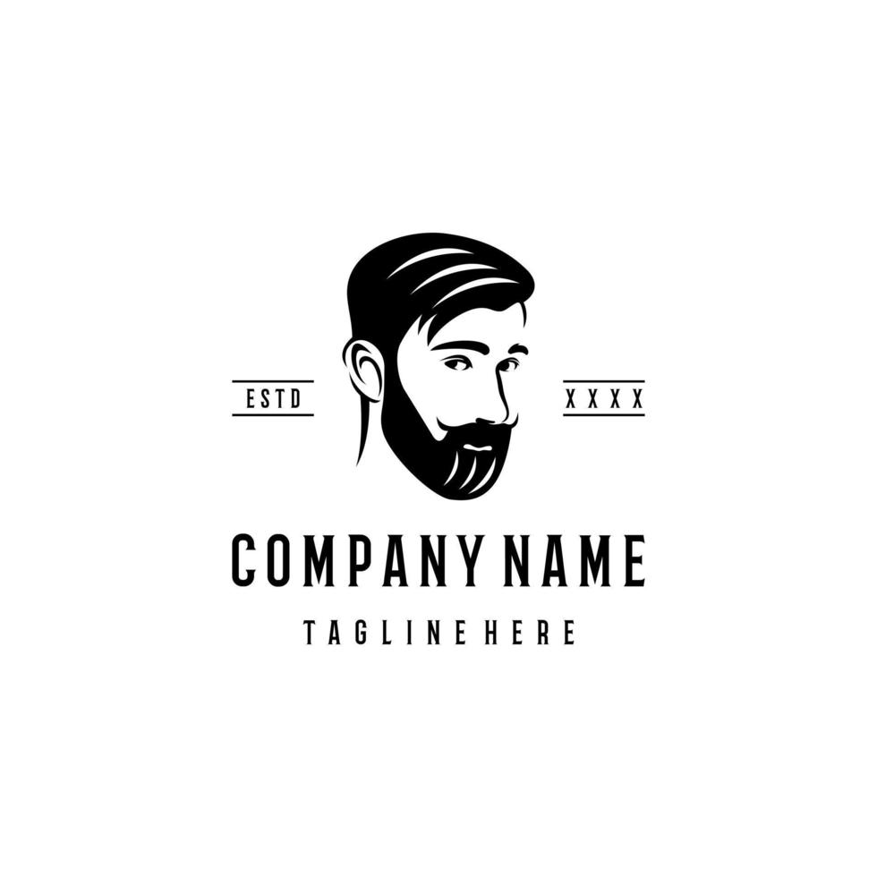 Bearded man logo design template. Awesome a bearded man logo. A bearded man silhouette logotype. vector